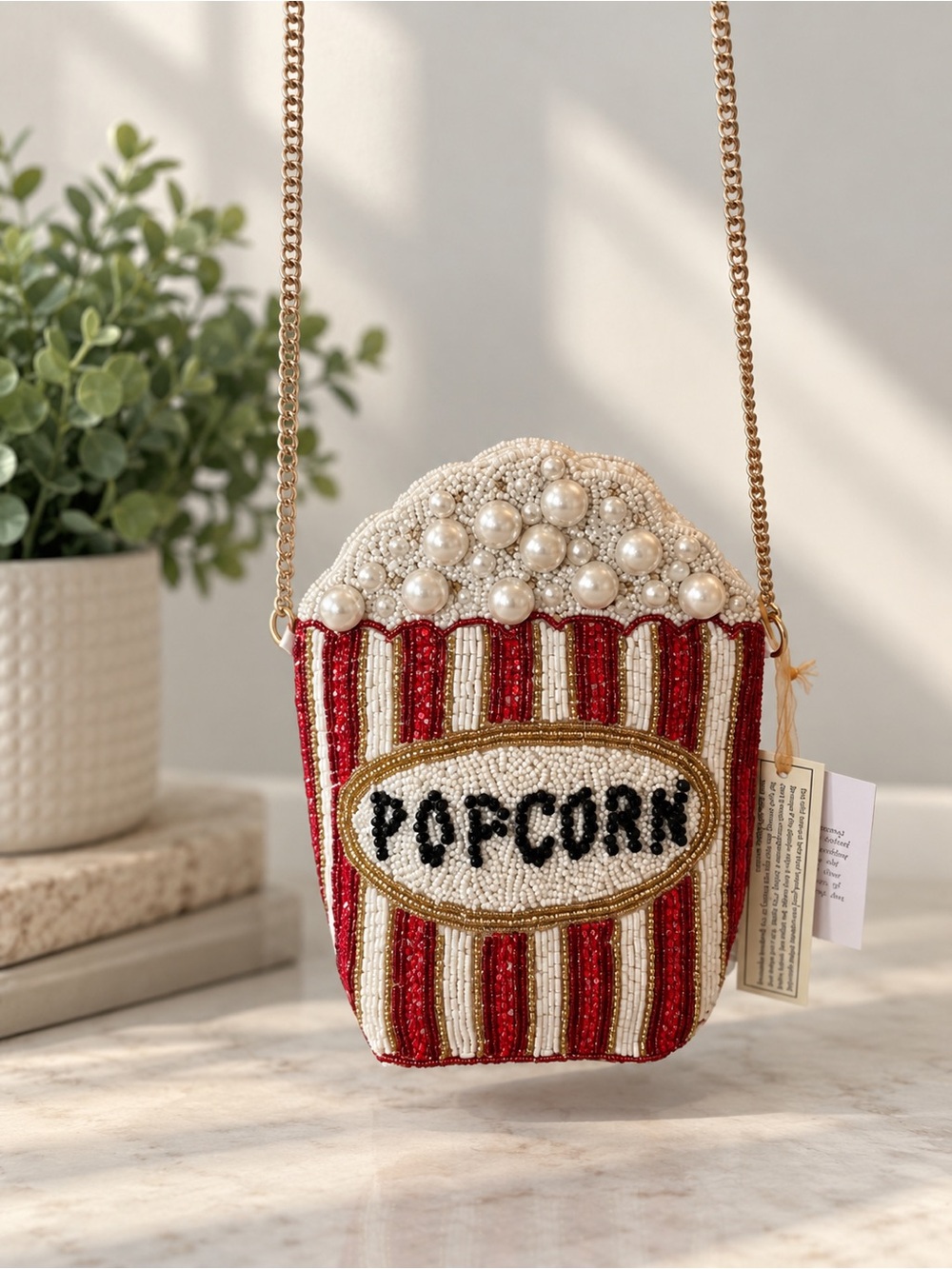 Handcrafted Beaded Popcorn Crossbody Bag 🍿